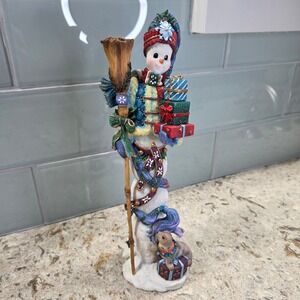 Vintage Lenox Winter Guest Snowman Figurine Holding Gifts and Broom Seal 2002